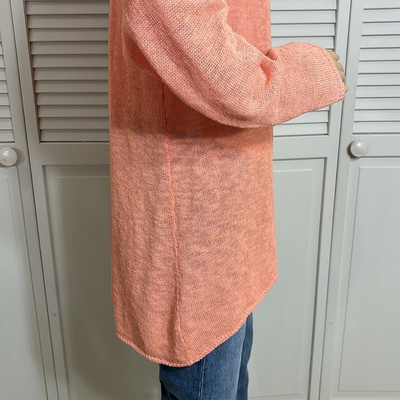 Eileen Fisher Orange Linen Blend Knit Cardigan Large - Picture 7 of 14